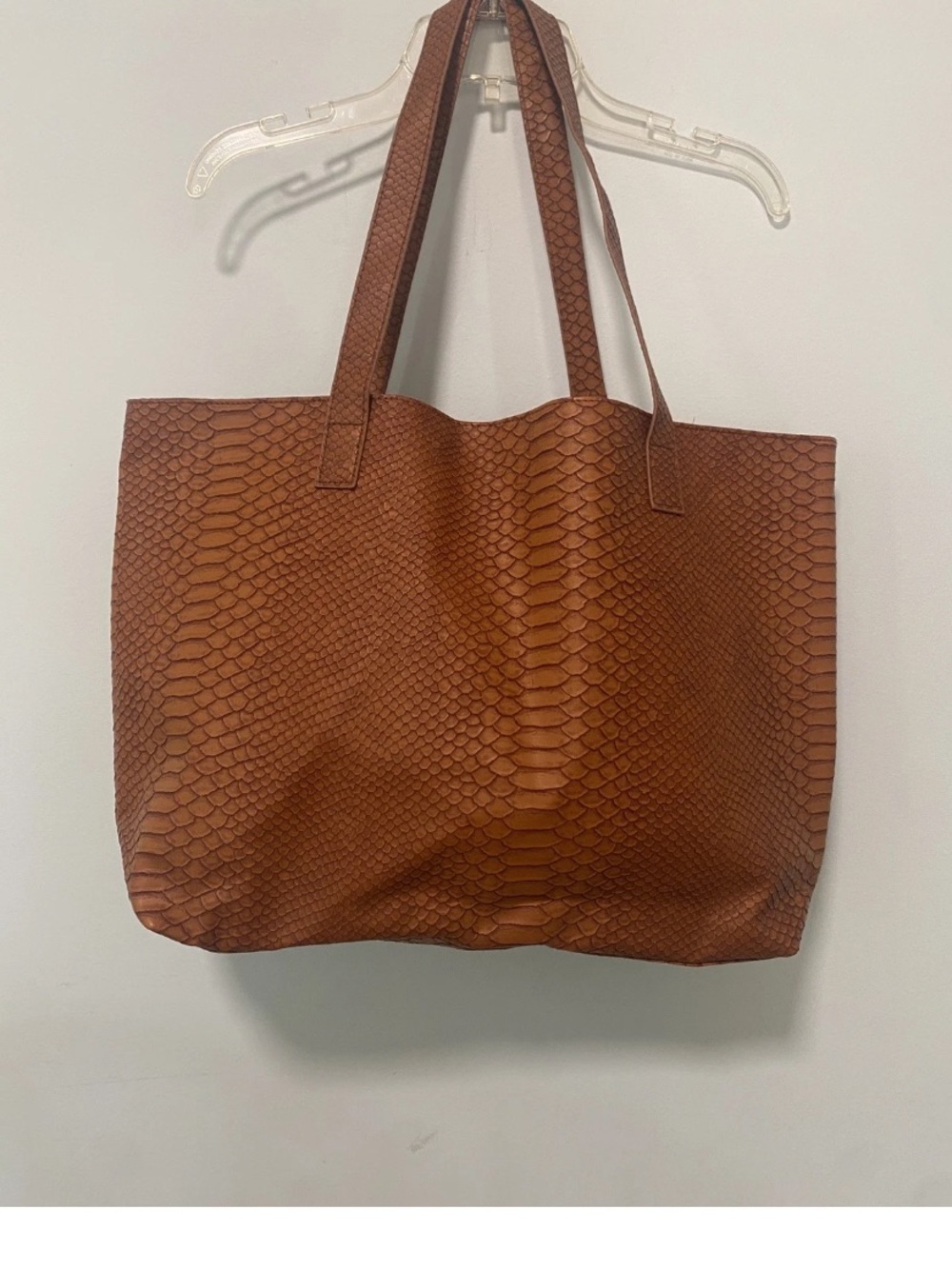 BLOOMINGDALES made exclusively for
Faux Snake-Embossed Tan Tote Bag - Picture 1 of 12
